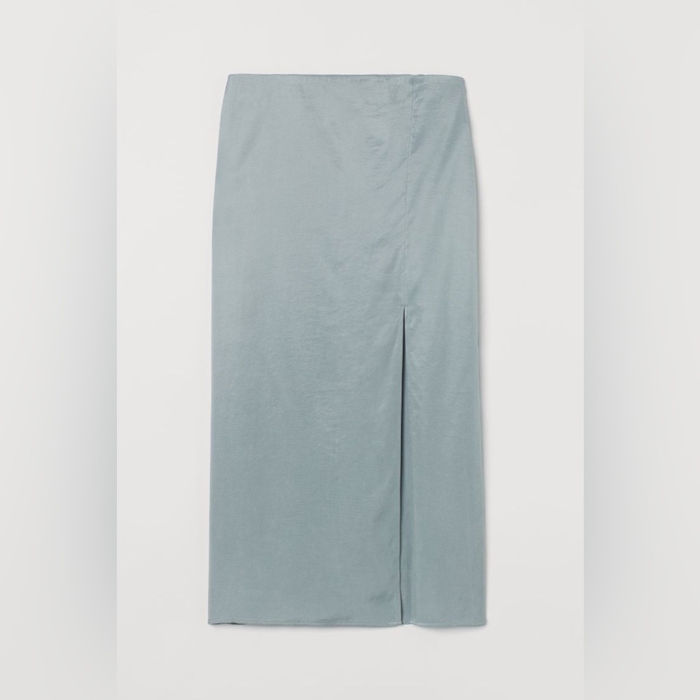 H&M Light Turquoise Midi Skirt w/ High Slit